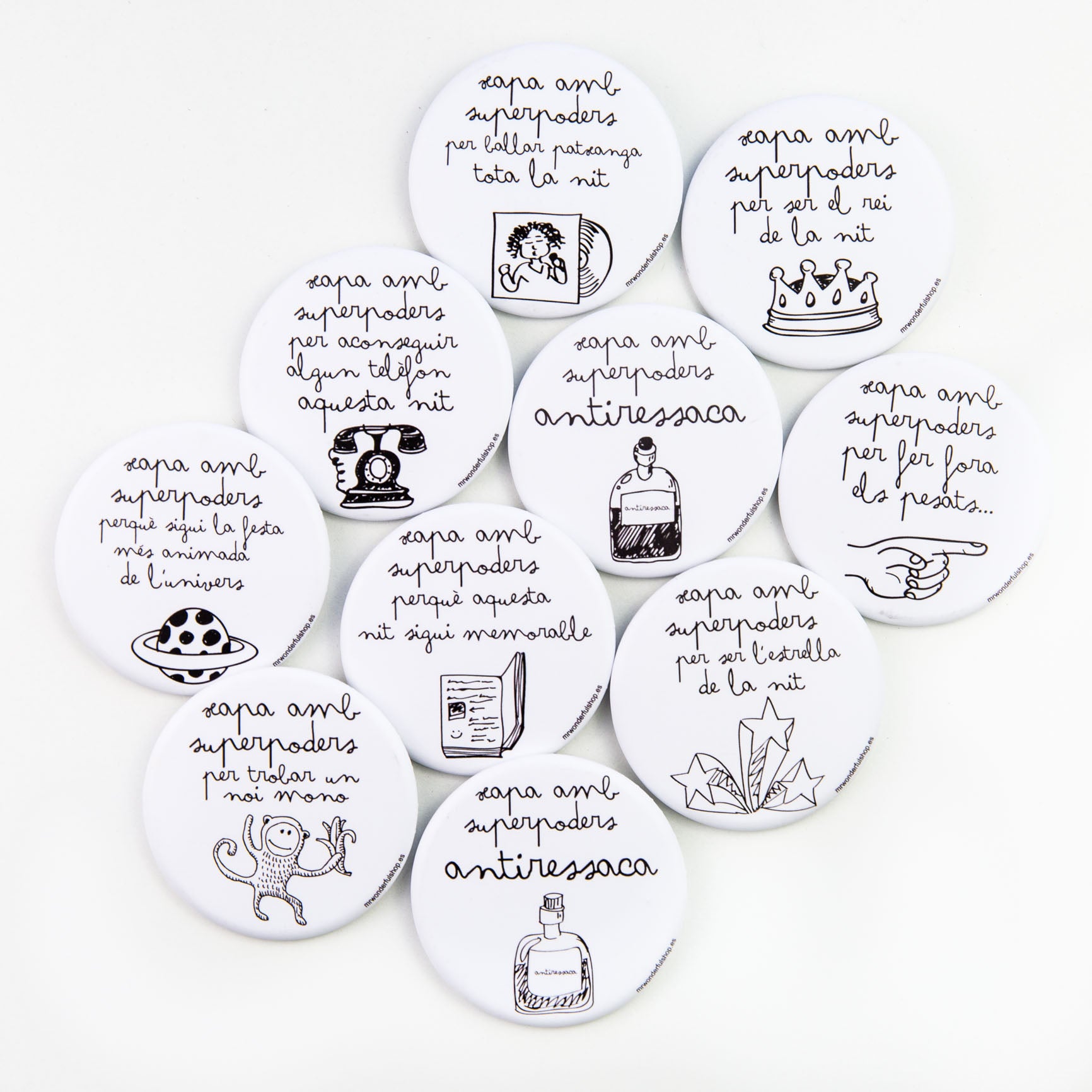 Pack 10 xapes brillo byn Superpoders celebrac CAT
