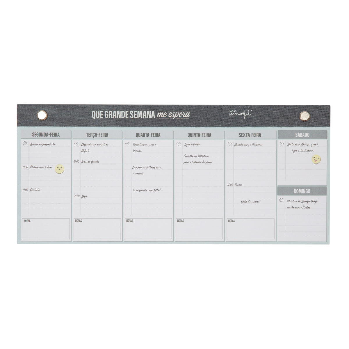 Organizador semanal estreito - Que grande semana me espera