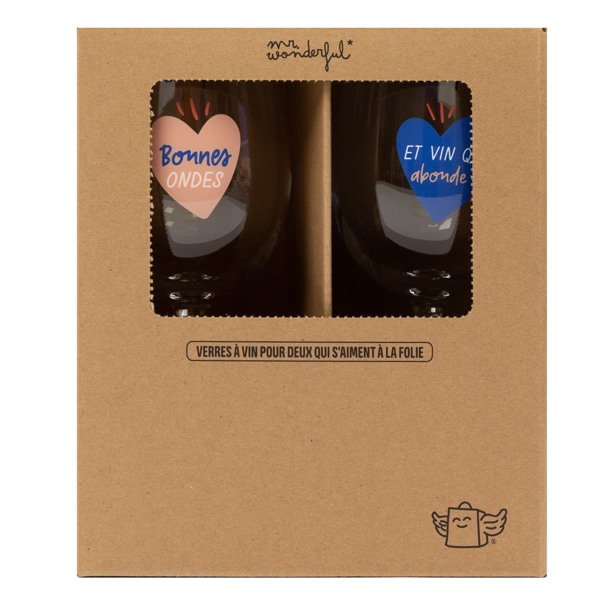 Set de 2 verres à vin - Bonnes ondes et vin qui abonde !