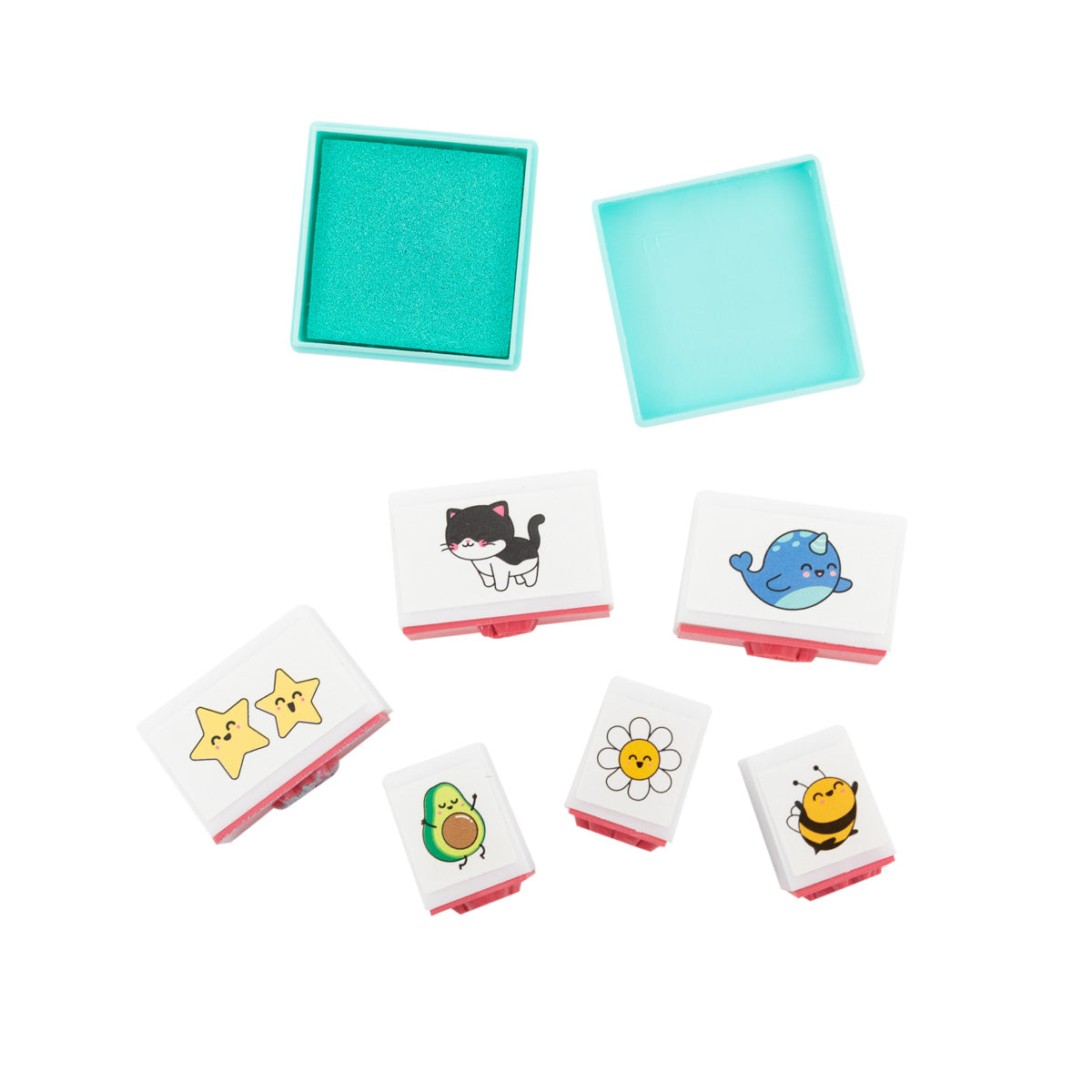 Set de 6 tampons + tampon encreur - Laissez-vous inspirer par l'encre ! 