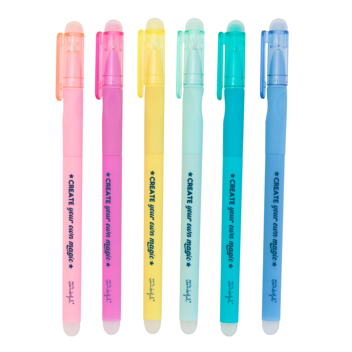 Lot de 6 stylos de couleur effaçables - Créez votre propre magie.