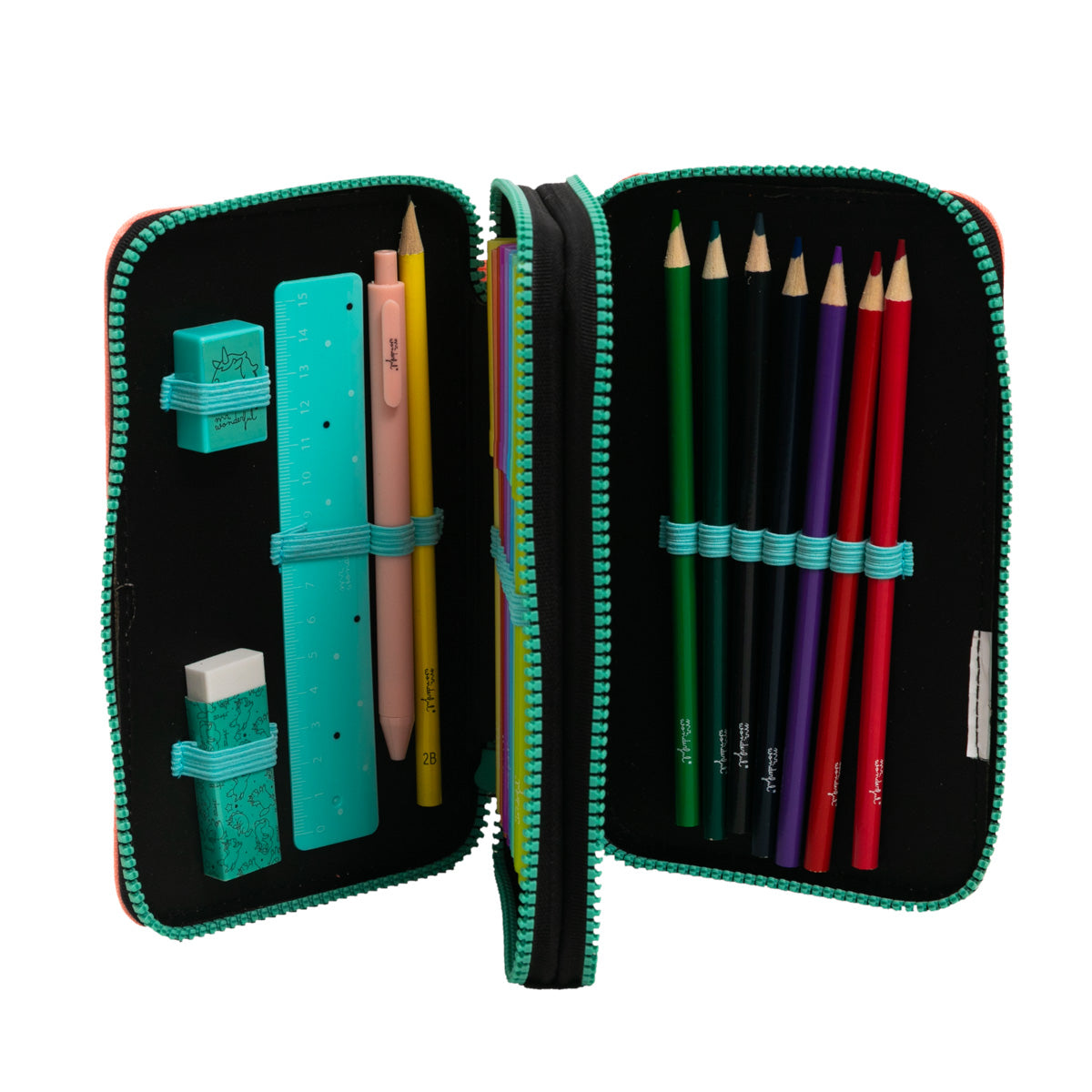 Estuche rosa de 2 compartimentos con muchos extras - My creativity has no limits