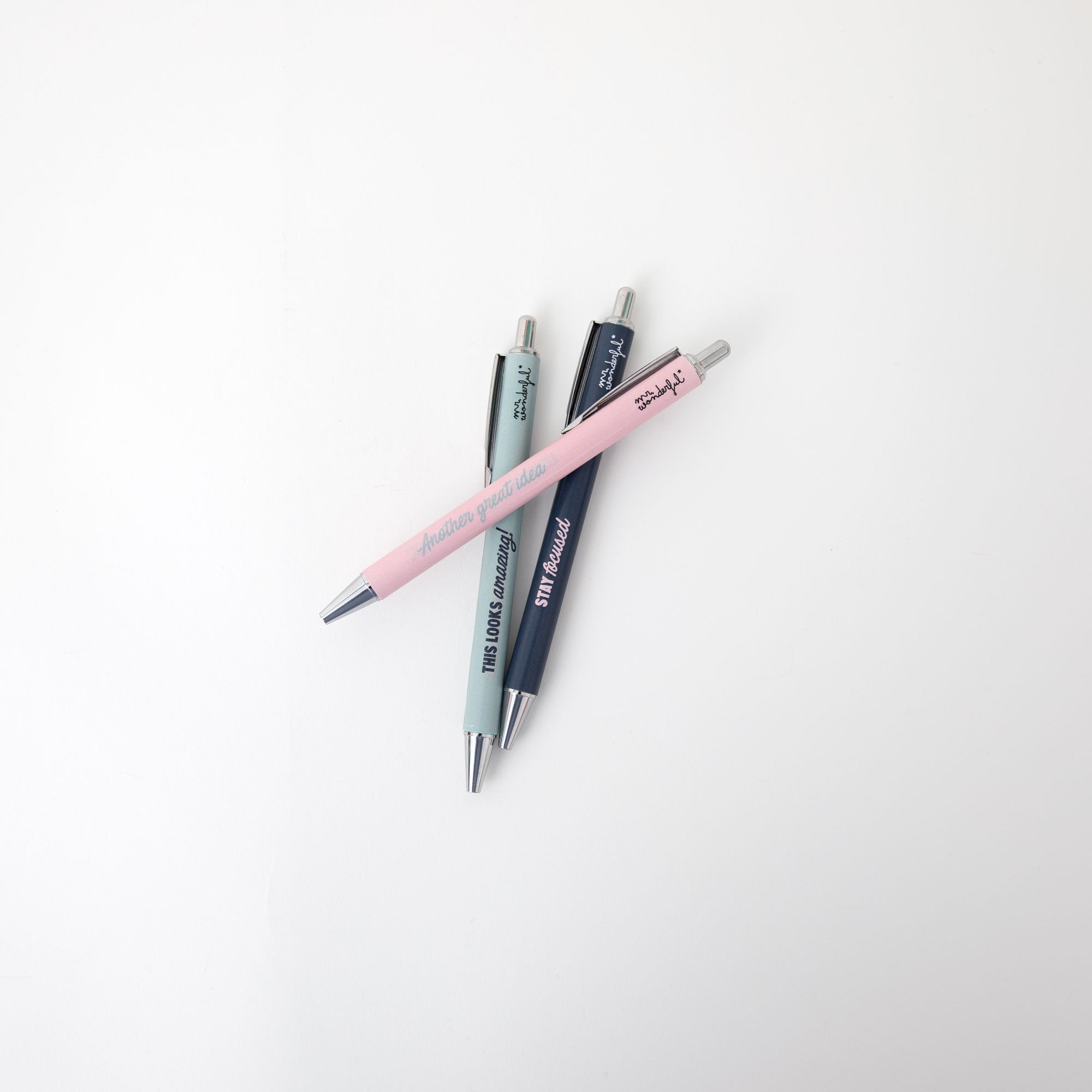 Set de 3 boligrafos metálicos para momentos de inspiración