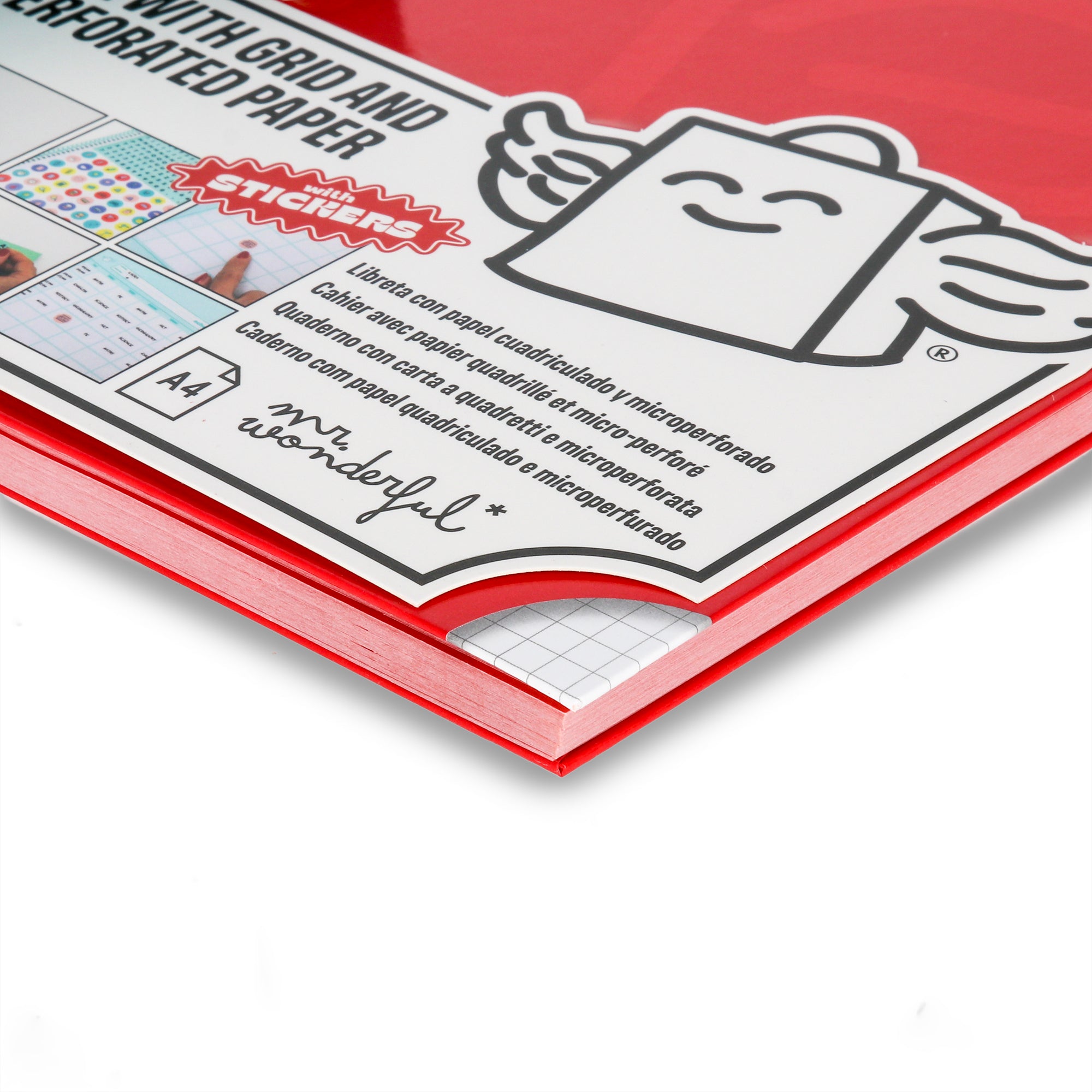 Libreta A4 roja 80 sheets - Grid paper and micro-perforated