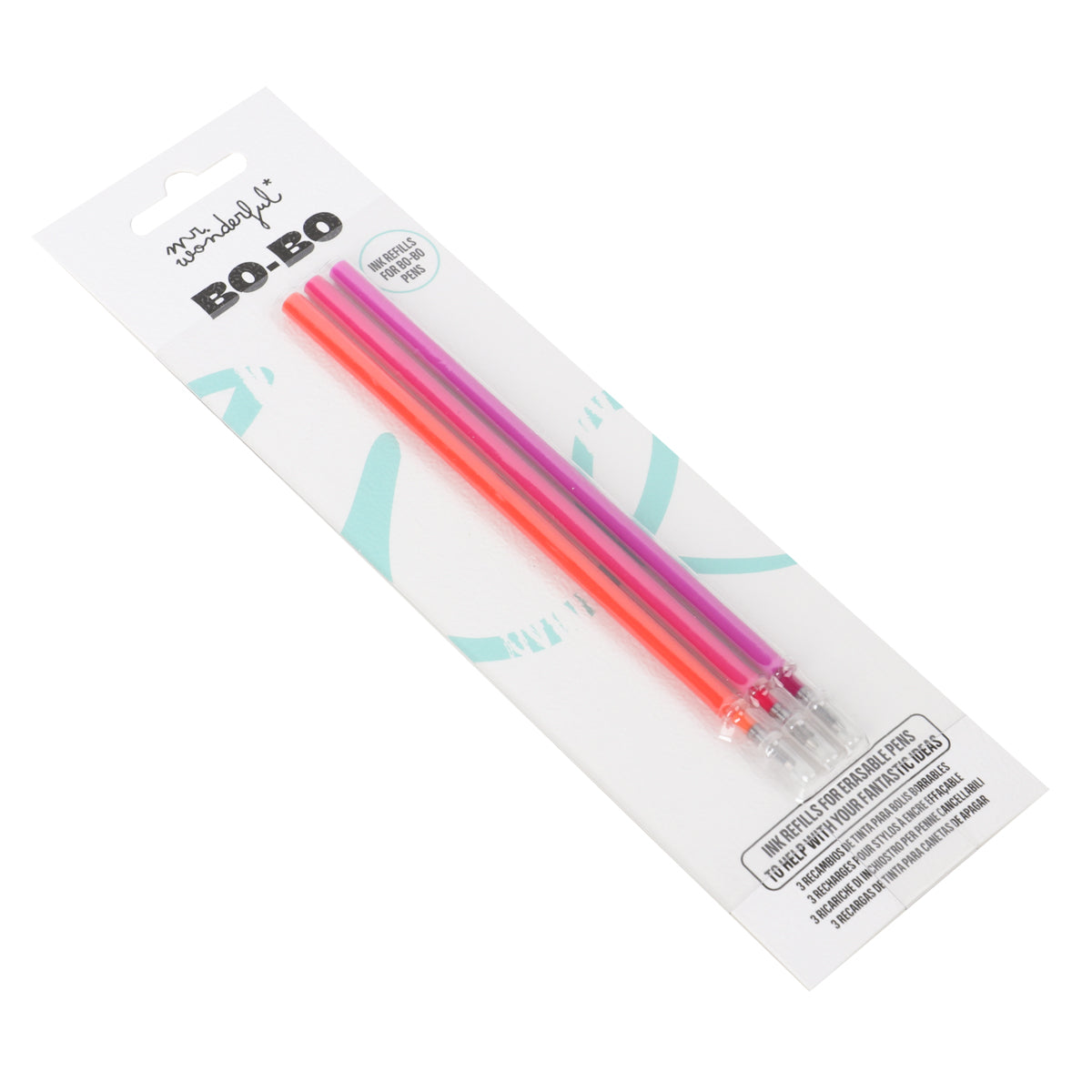 Pack de 3 recargas de tinta apagável para Bo-Bo - Laranja, rosa e lilás