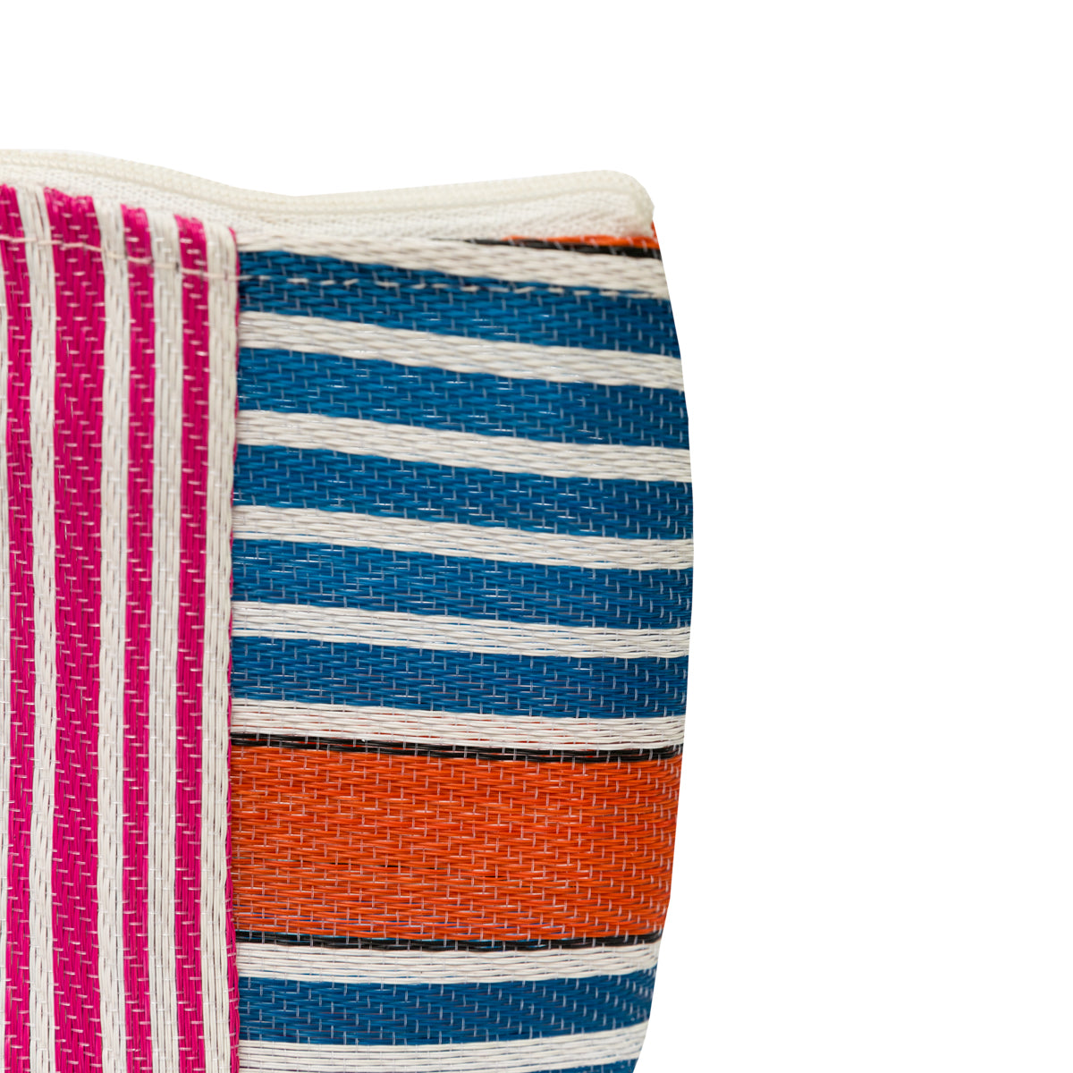 Striped beach toiletry bag – Orange, green and purple.