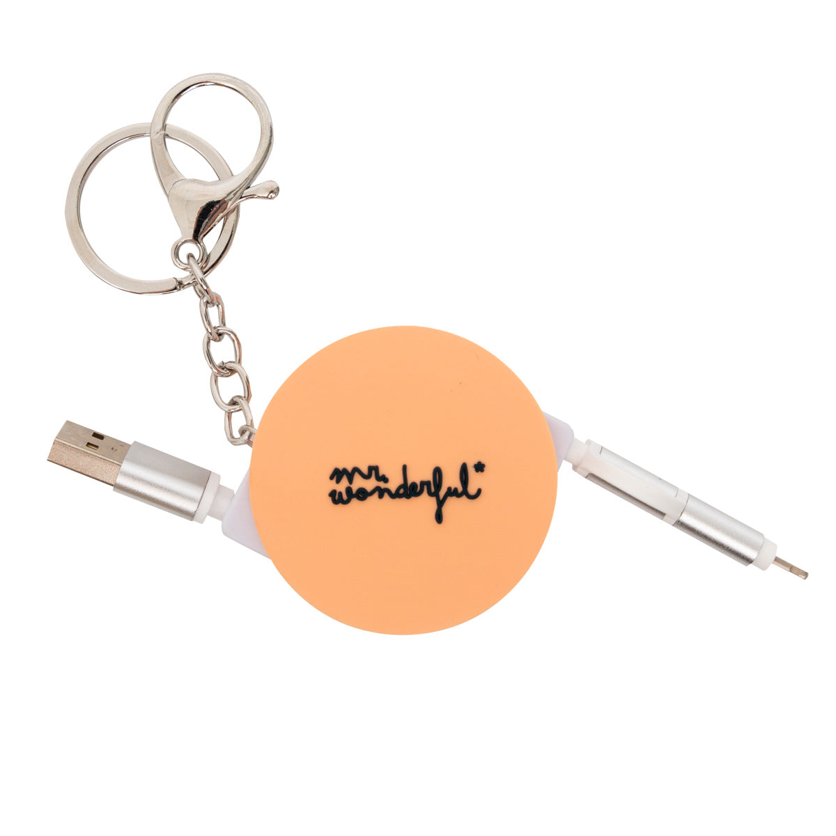 Keyring with cables to charge the phone orange - Get ready, world!