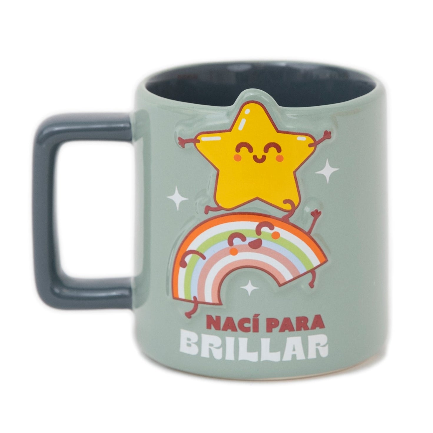 Taza 3D estrella y arcoíris con mensaje motivacional Mr. Wonderful - Nací para brillar