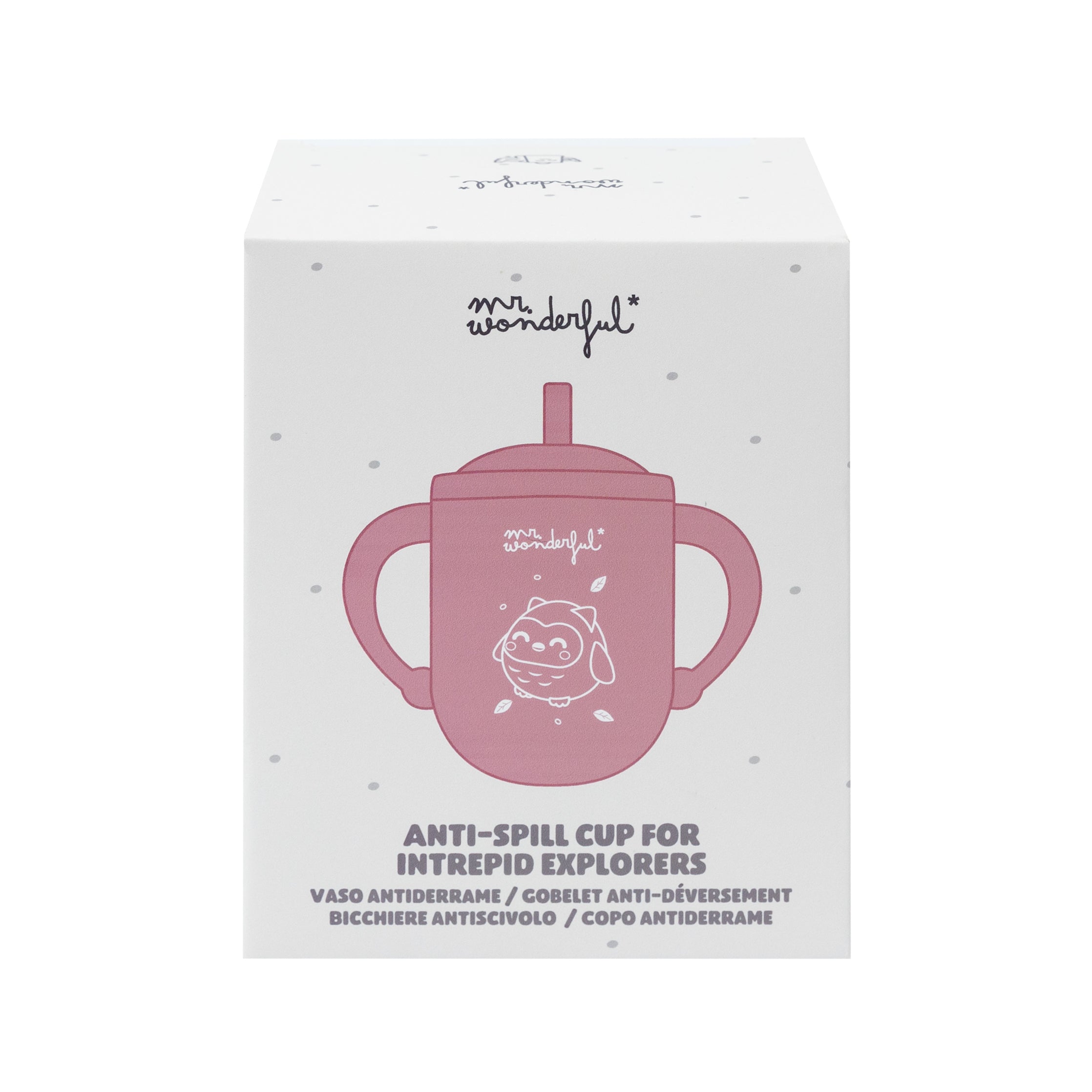 Spill-proof baby cup - Pink owl