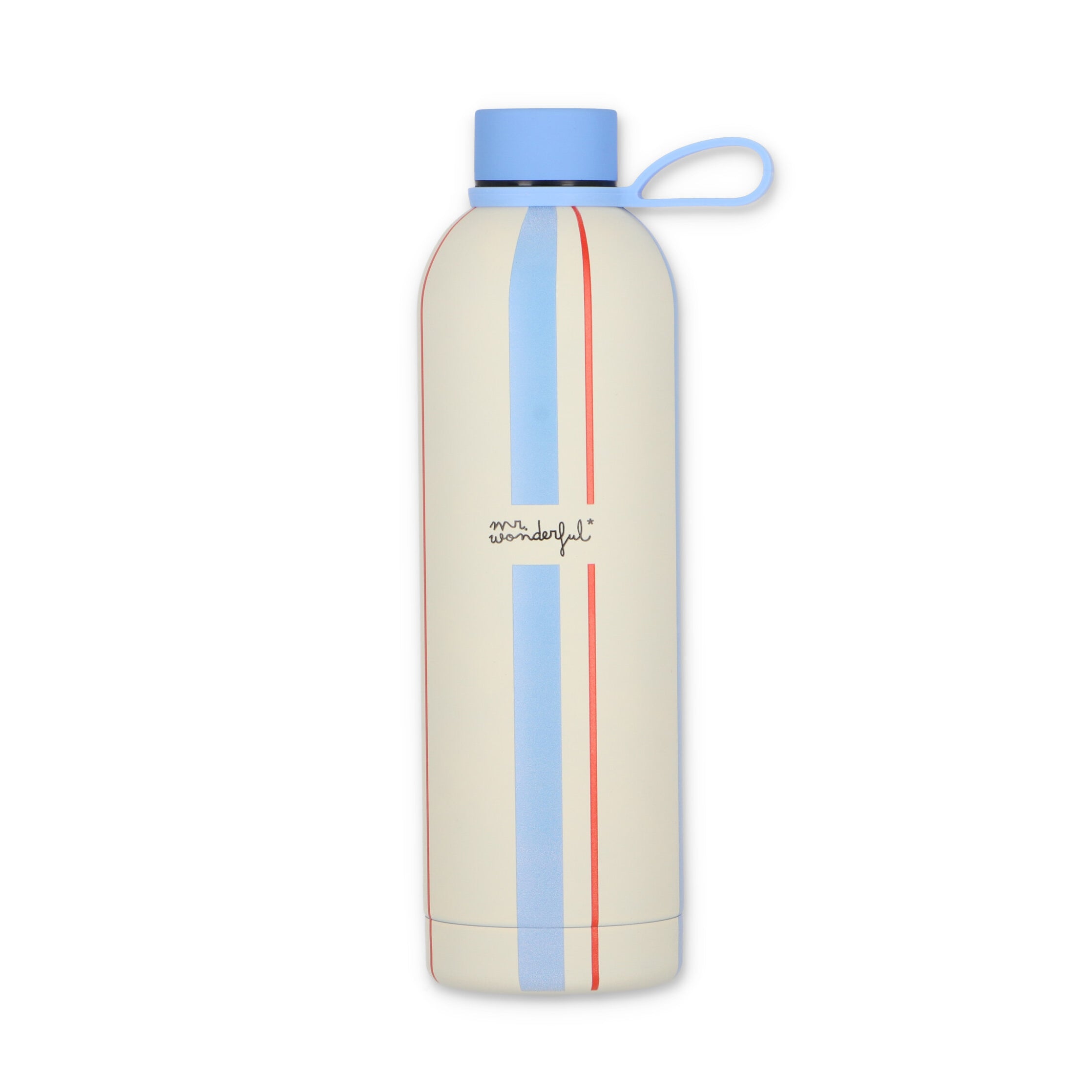 Thermal bottle blue and red stripe - Walking on sunshine