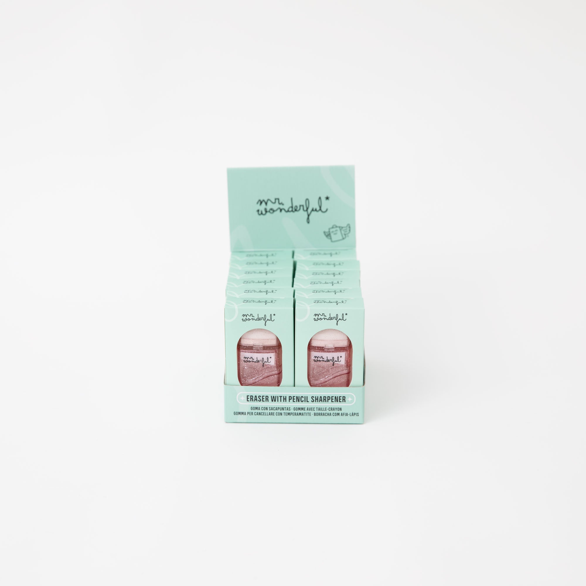 Gomme à paillettes rose avec réservoir