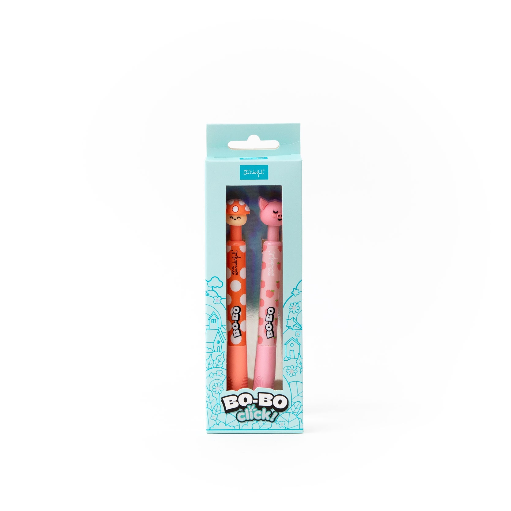 Set de 2 stylos effaçables Bo-Bo Click! - Champignon et Cochon