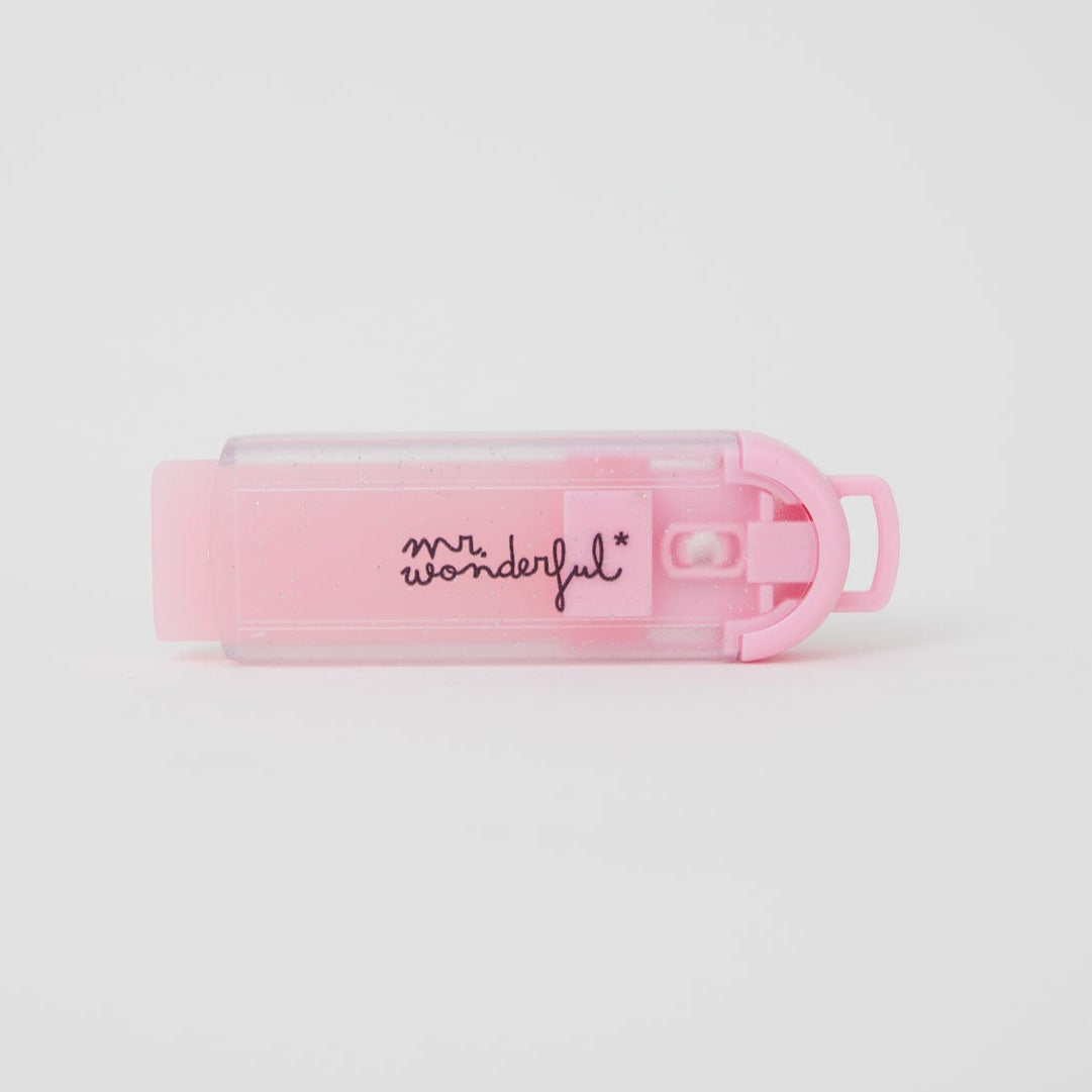 Gomme avec distributeur à molette - Paillettes roses