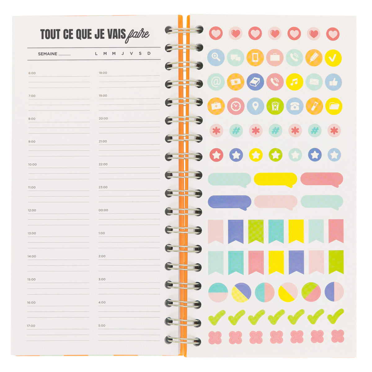 Planning journalier orange - Tant à faire et à vivre 