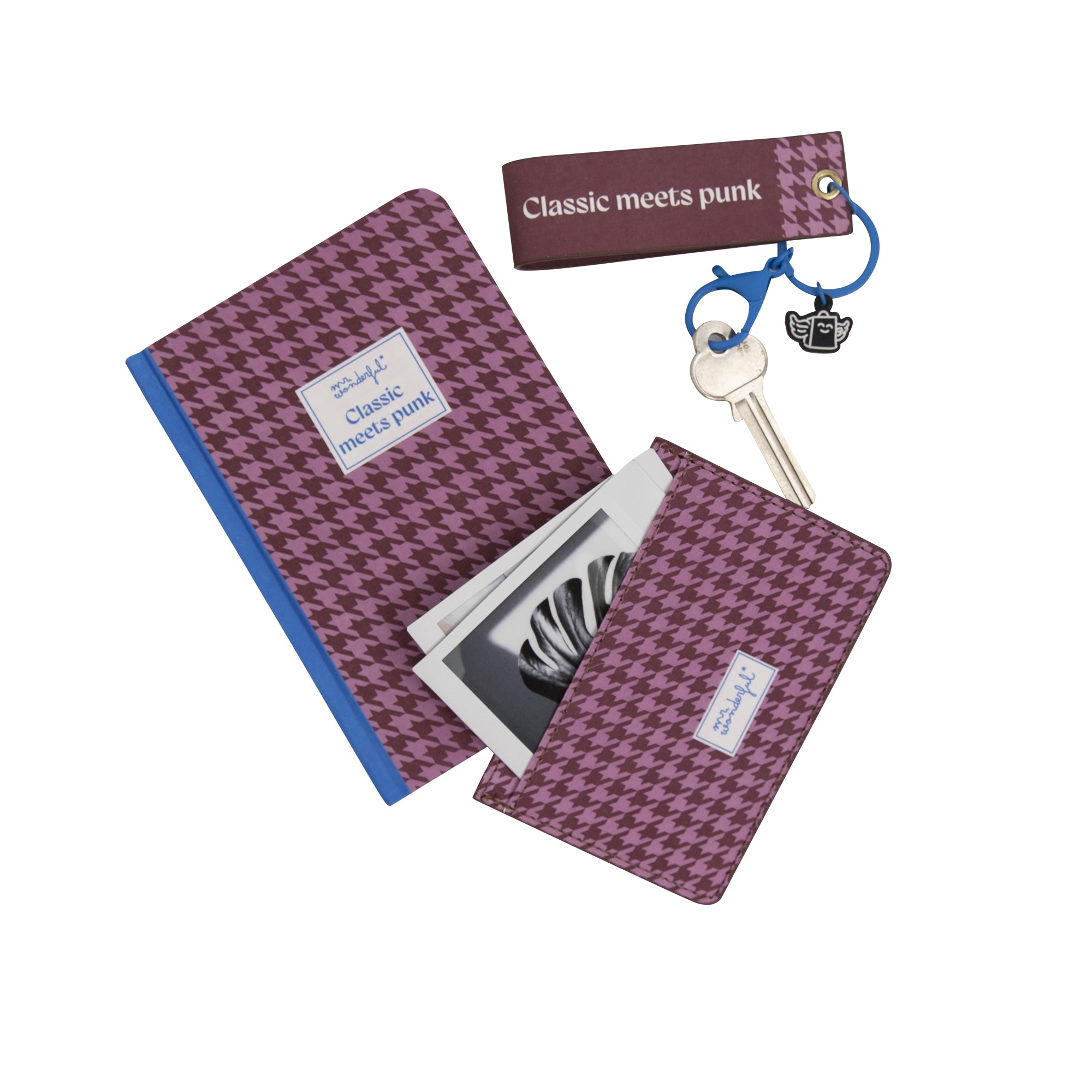 Set de libreta A6 + monedero + llavero - Pata de gallo | Mr.Wonderful