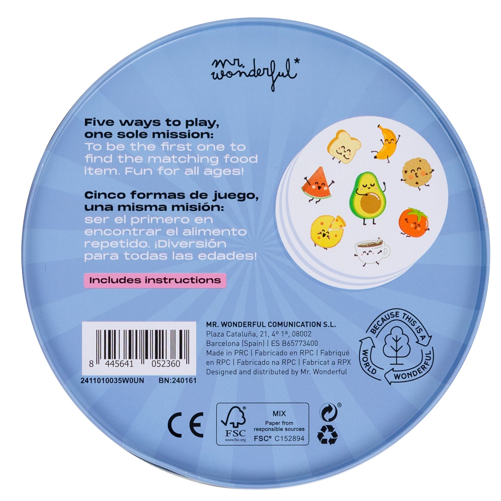 Juego de cartas - Find me! Food edition