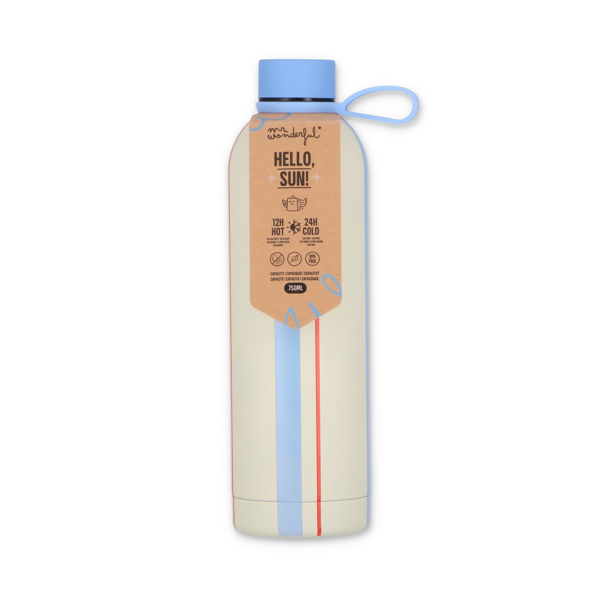 Thermal bottle blue and red stripe - Walking on sunshine