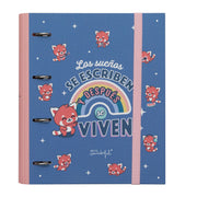 Carpeta con anillas para el cole con frase Mr. Wonderful panda rojo - Los sueños se escriben y después se viven