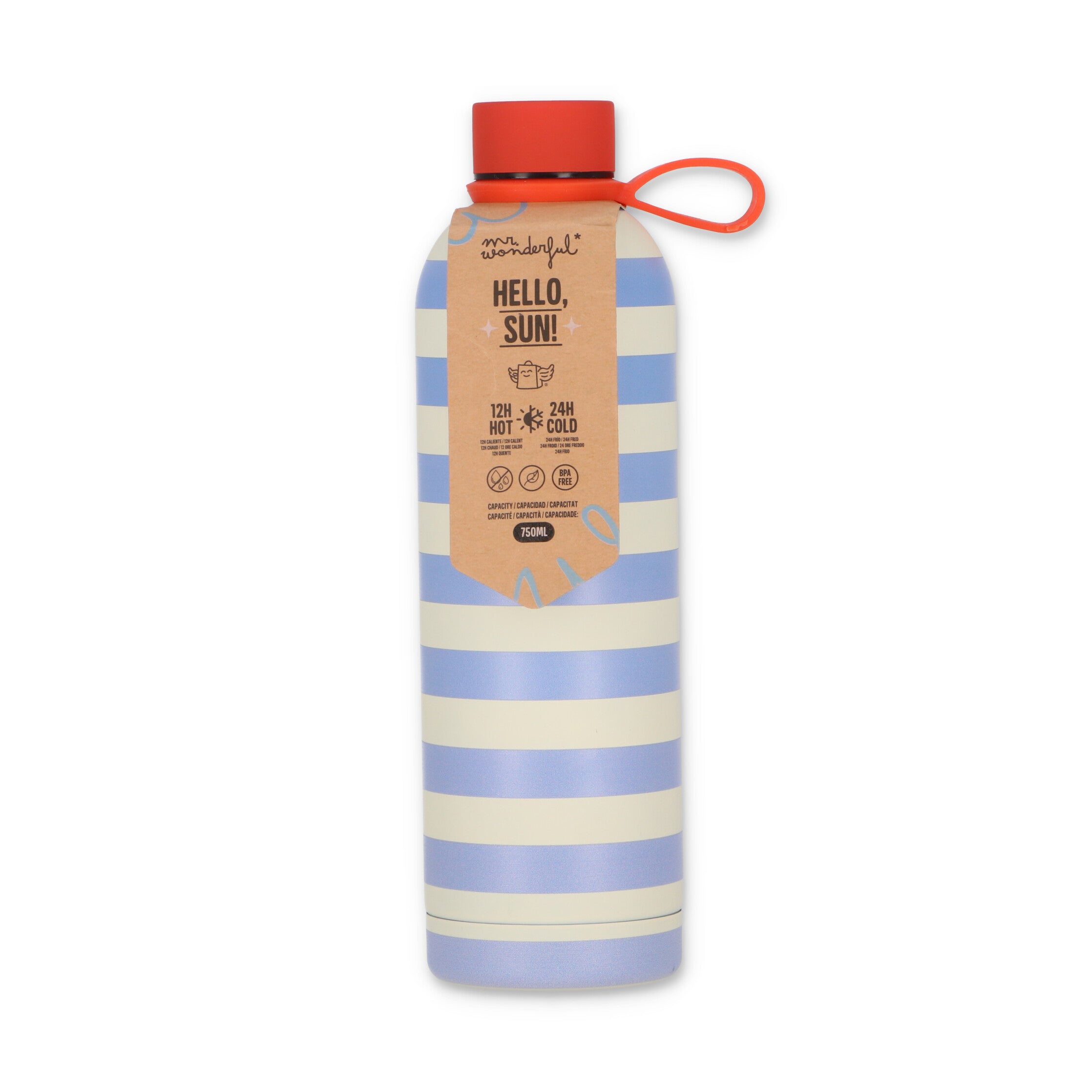Thermal bottle blue and beige stripes - Walking on sunshine