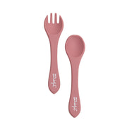 Cubiertos de silicona para bebés Mr. Wonderful rosa