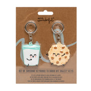 Set of 2 keyrings - Glass of milk and cookie