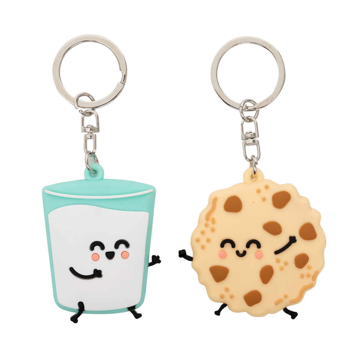 Set of 2 keyrings - Glass of milk and cookie
