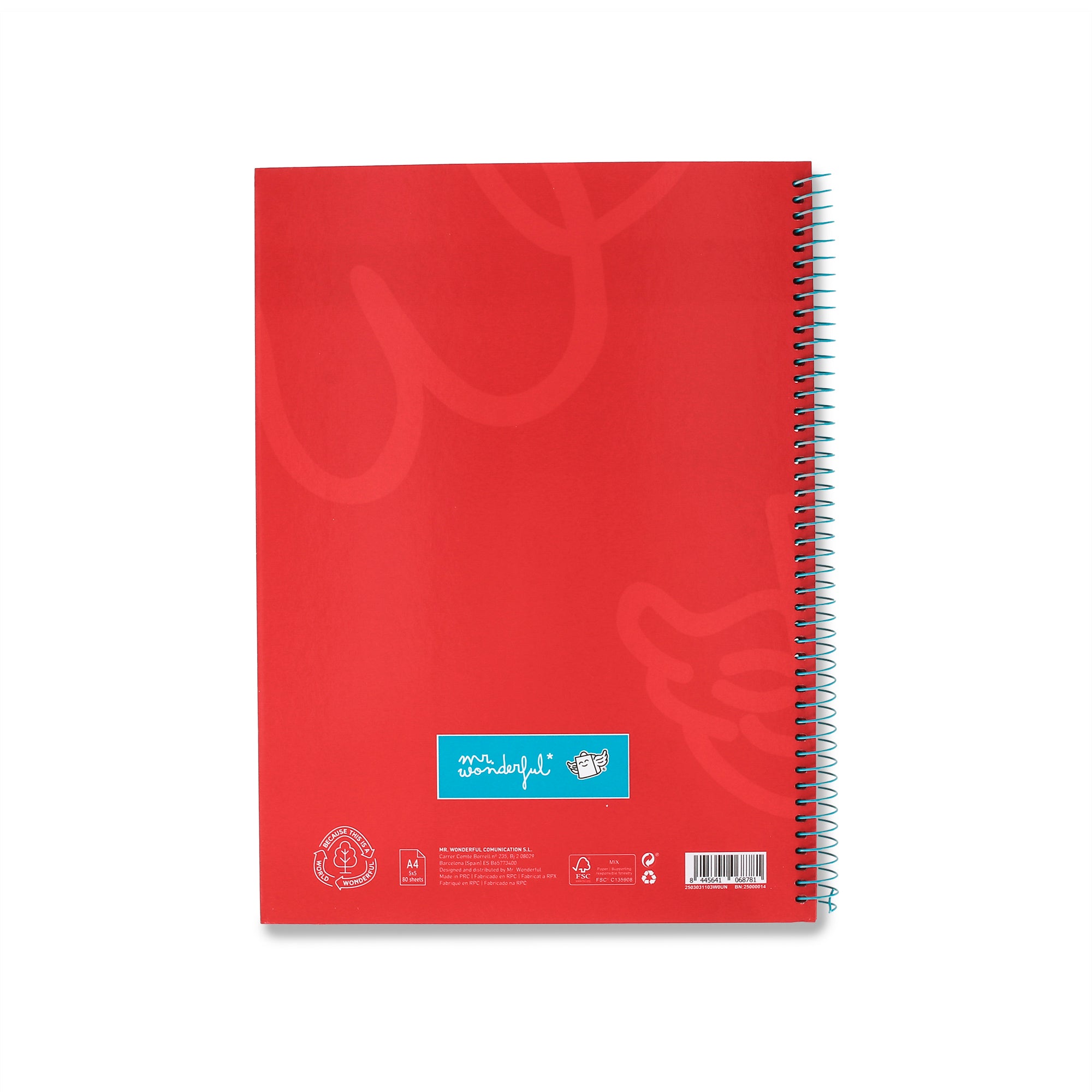 Libreta A4 roja 80 sheets - Grid paper and micro-perforated