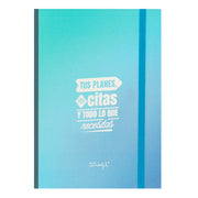 Libreta con notas adhesivas azul - Tus planes, tus citas y todo lo que necesitas