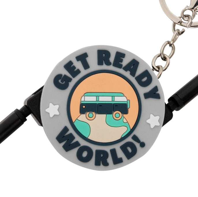 Llavero con cable cargador movil - Get ready, world!