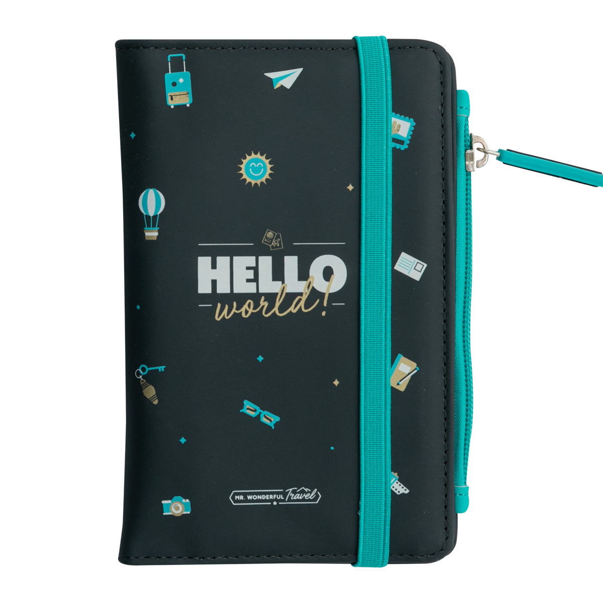 Passportholder Blue - Hello world!