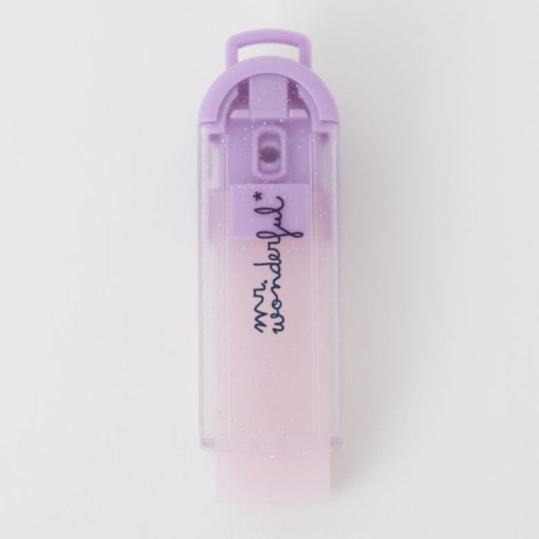 Goma de borrar Mr. Wonderful con funda dosificadora - Glitter lila