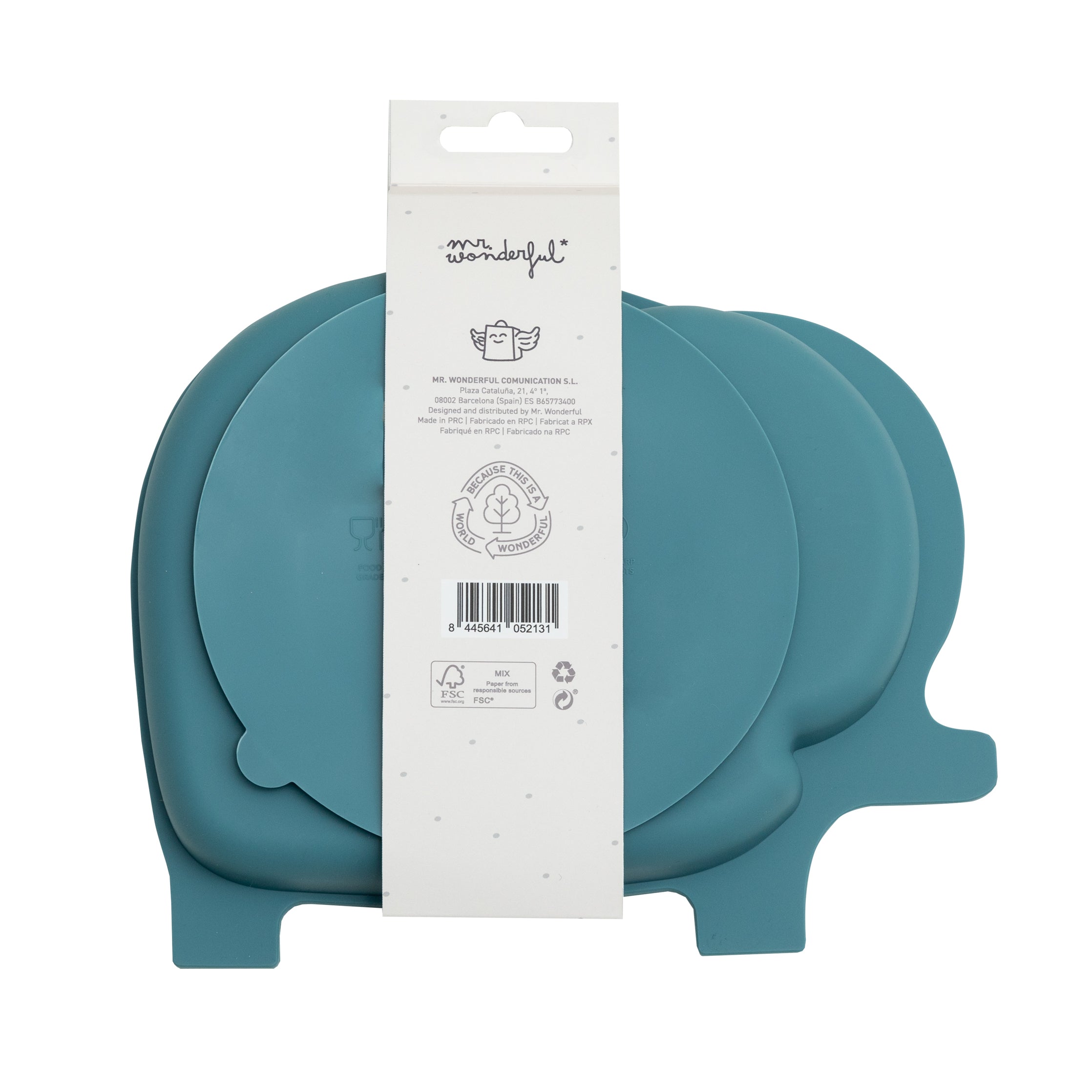 Silicone baby plate with suction cup - Blue elephant