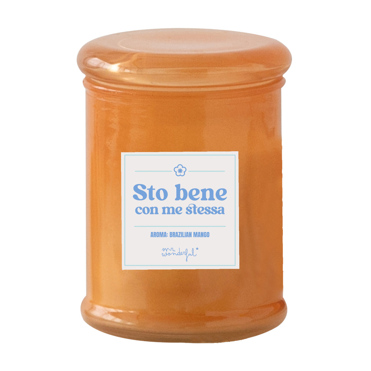 Candela con messaggio in italiano Mr. Wonderful - Sto bene con me stessa
