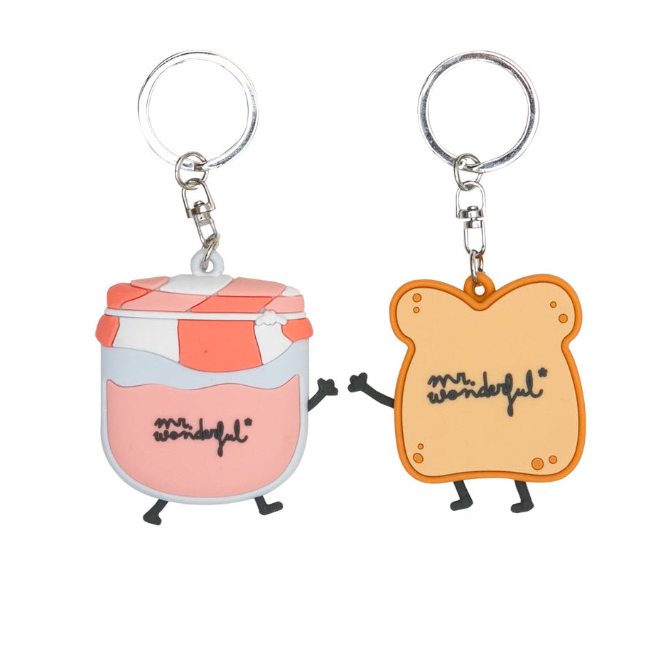 Conjunto de 2 porte-clés - Toast et confiture. 