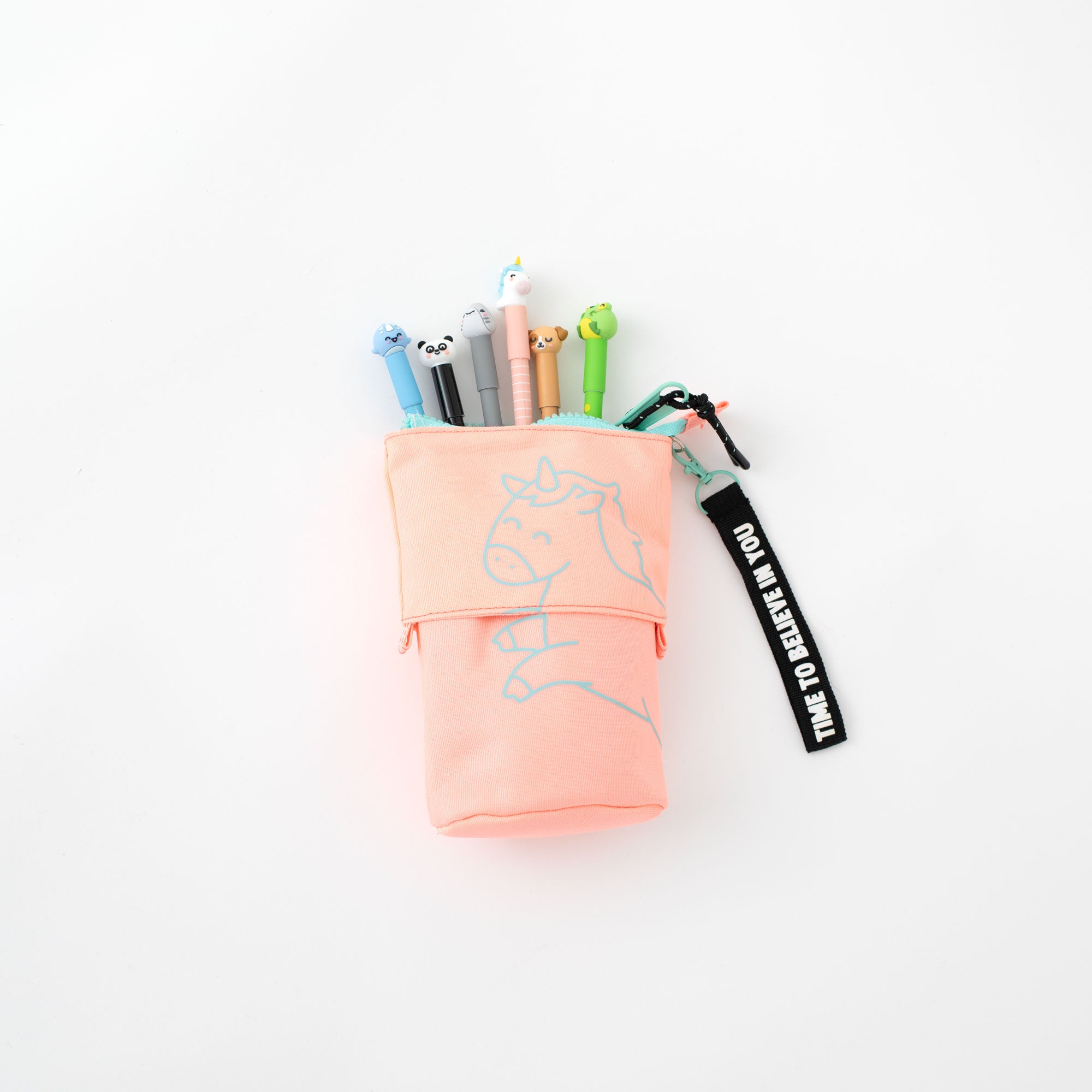 Set de 6 bolis borrables Bo-Bo + estuche extensible rosa - Time to believe in you