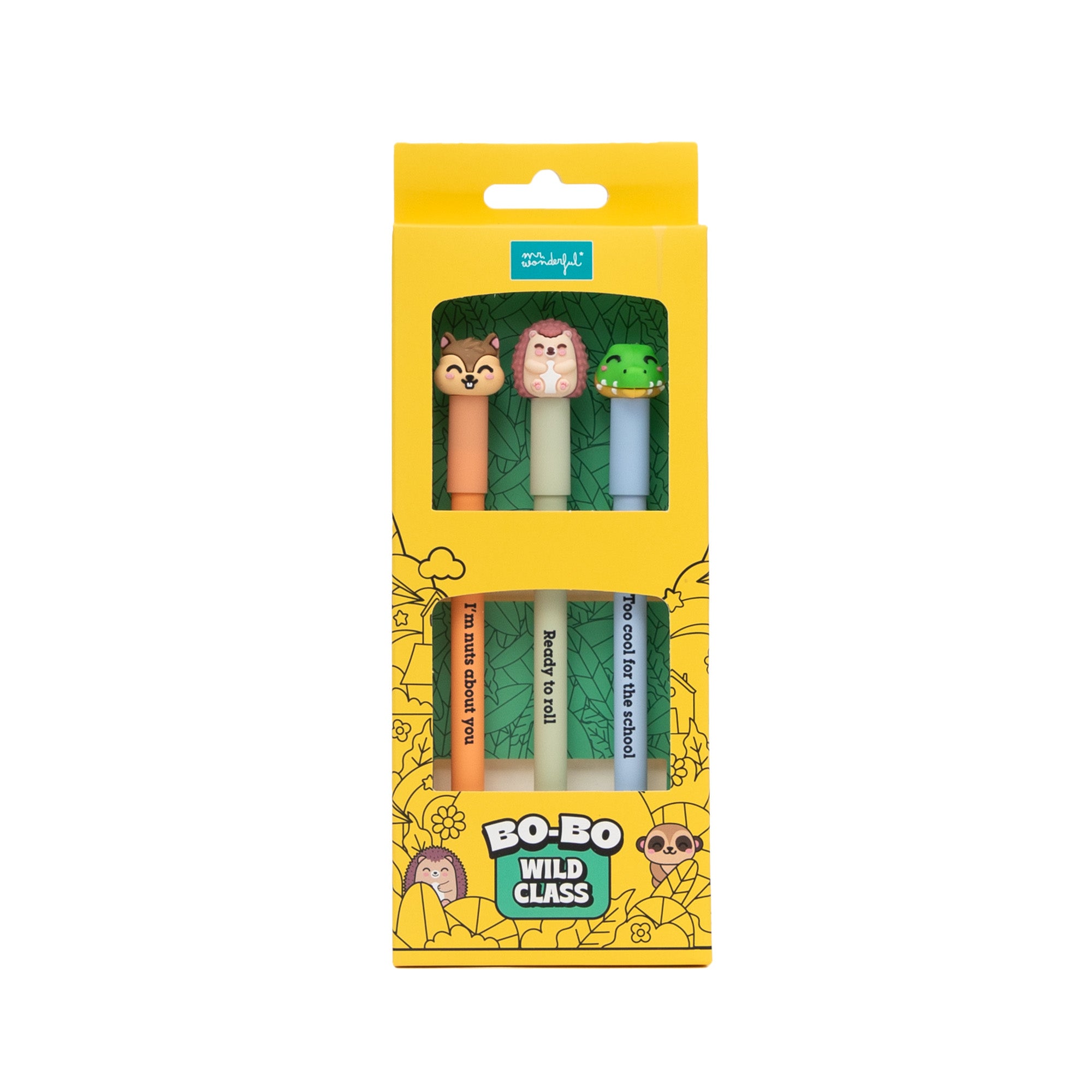 Set de 3 bolis borrables Bo-Bo - Ardilla, Erizo y Cocodrilo