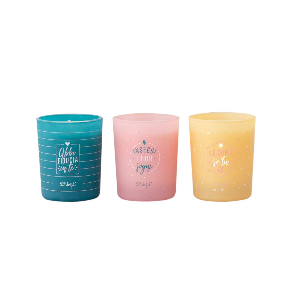 Set di tre candele per brillare come non mai