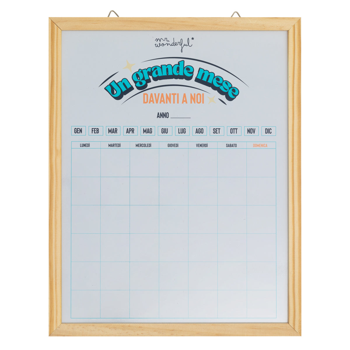 Planner mensile da parete con lavagna bianca - Un grande mese davanti a noi