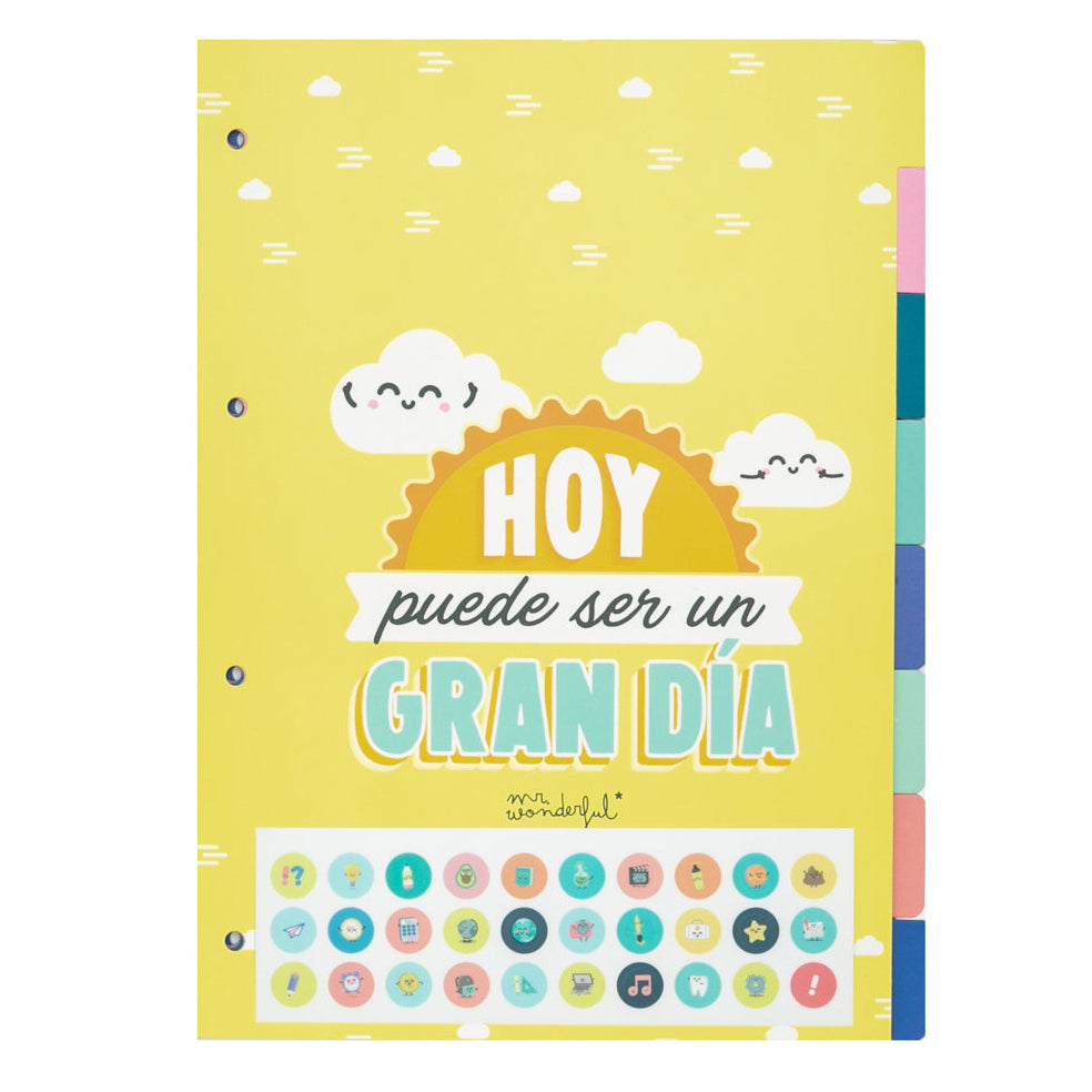Separadores para archivadores que triunfan hasta los lunes con mensajes Mr. Wonderful