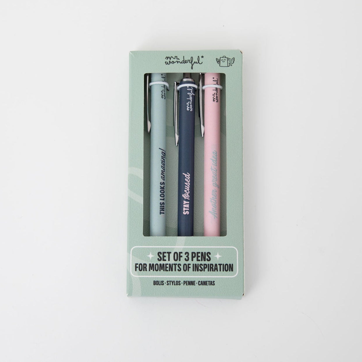 Set de 3 boligrafos metálicos para momentos de inspiración