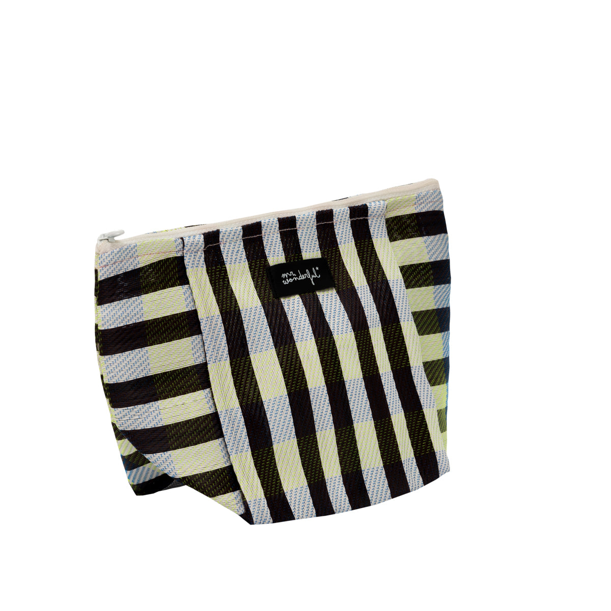 Striped beach toiletry bag – Black and white.