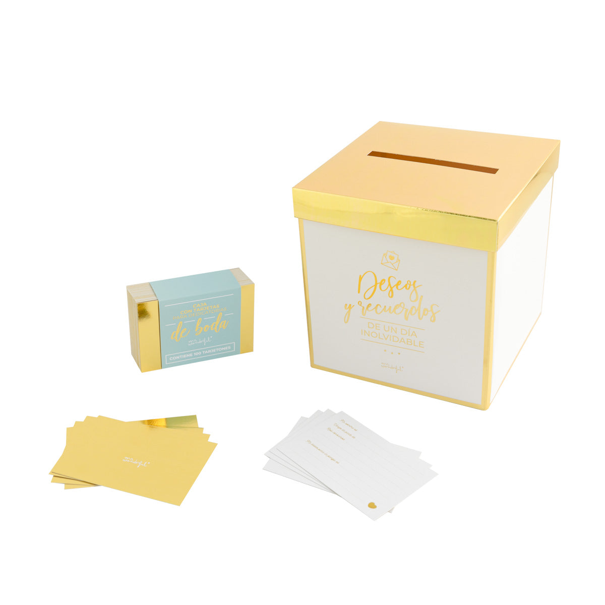 Caja con tarjetas para firmas de bodas - Deseos y recuerdos de un día inolvidable