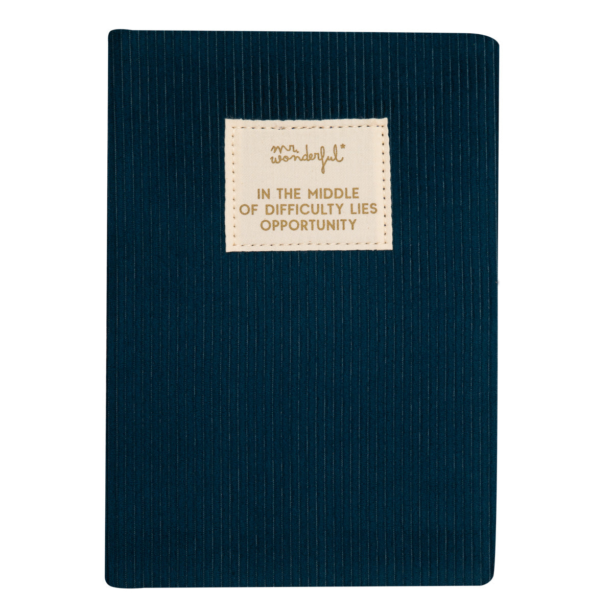 Caderno A5 azul-veludo - No meio da dificuldade está a oportunidade. 