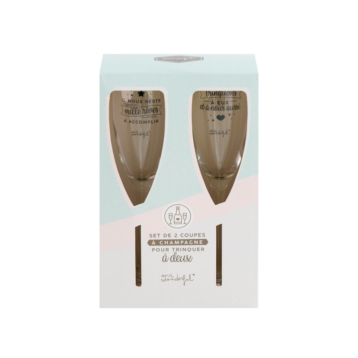 Set de 2 coupes à champagne pour trinquer à deux