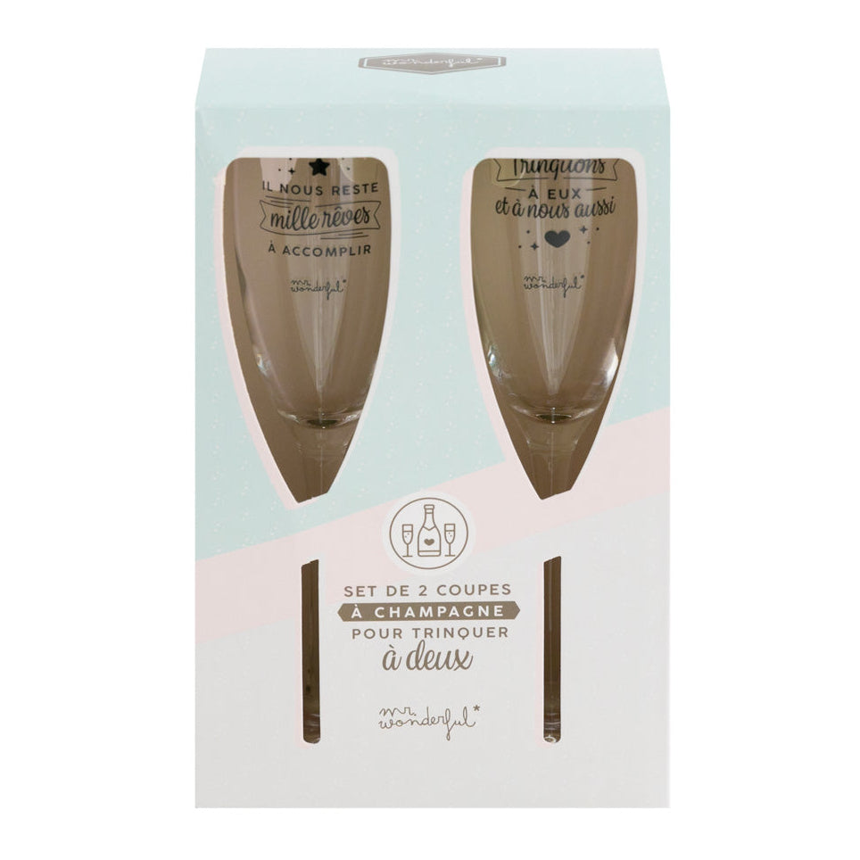 Set de 2 coupes à champagne pour trinquer à deux