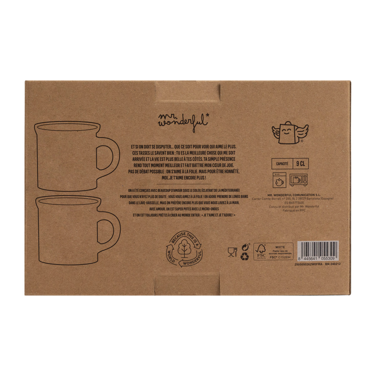 Set de 2 tasses espresso pour afficher un amour véritable