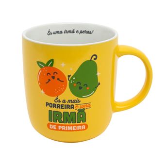 Caneca Mr. Wonderful com mensagem para irmãs em português - És a mais porreira e uma irmã de primeira