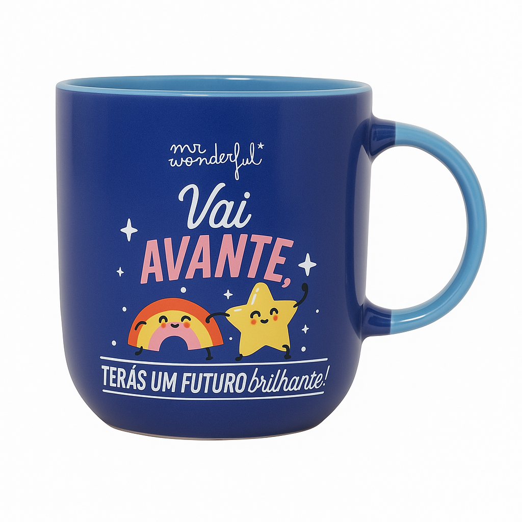 Caneca com mensagem motivacional em português Mr. Wonderful - Vai avante, terás um futuro brilhante!