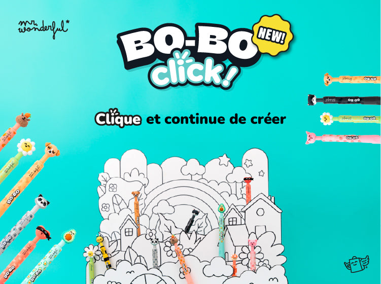 Set de 2 canetas apagáveis Bo-Bo Click! - Coração Bandido e Abacate