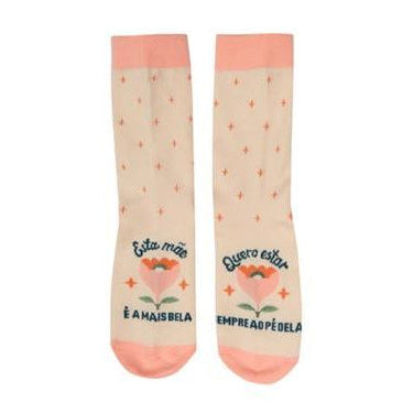 Meias com mensagem para mães em português Mr. Wonderful Tamanho 35-38 - Esta mãe é a mais bela. Quero estar sempre ao pé dela.